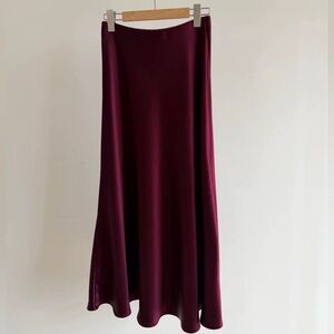 SEED Elegant Wine Satin Skirt 6